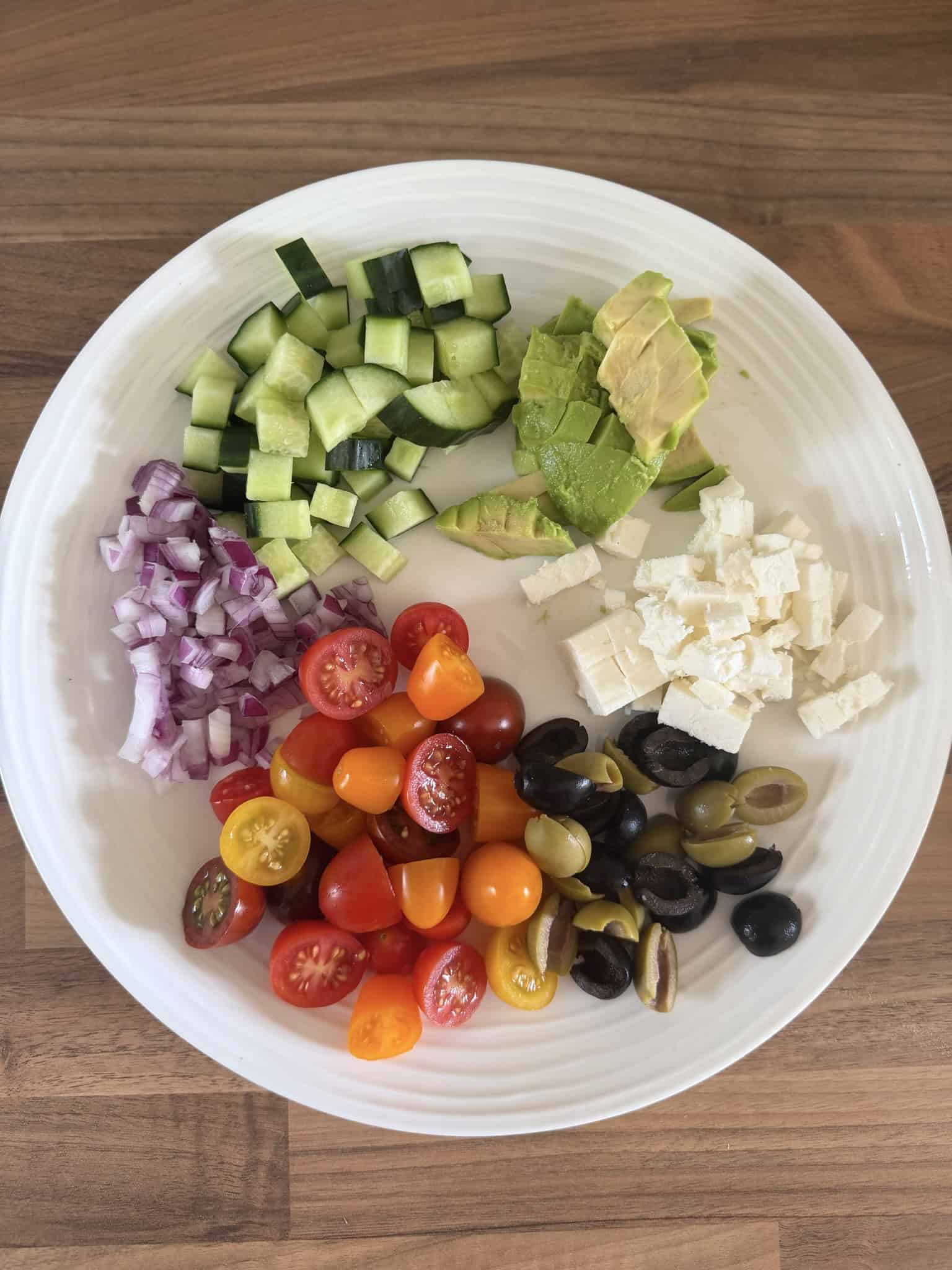 diced vegetables for pasta salad
